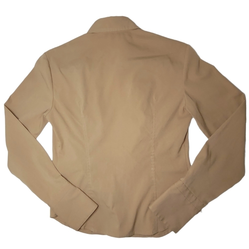 Express Stretch Button Down Dress Shirt Tan Women's Size 1/2 - Picture 2 of 12